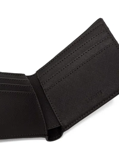 Lacoste Small Logo-plaque Bifold Wallet In Black