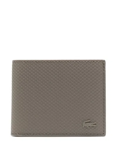 Lacoste Small Piqué Leather Bi-fold Wallet In Brown