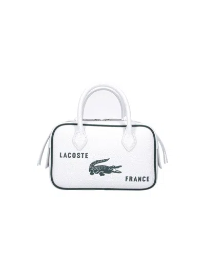 Lacoste Small Printed Leather Bag In White