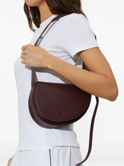 Lacoste Small Racket Smash Court Shoulder Bag In Burgundy