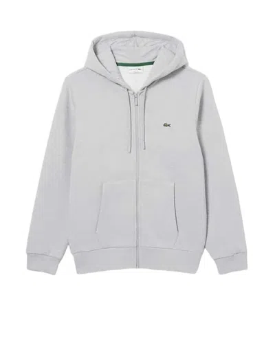 Lacoste Soft Fabric Zip-up Hoodie With Adjustable Hood In Brown