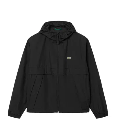 Lacoste Solid Color Windbreaker In Black