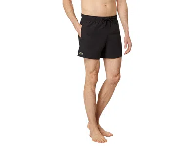 Lacoste Solid Elastic Waist Swim Trunks In Multi