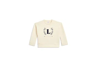 Lacoste Spacer Knit Oversized Crew (big Kid) Girl's Sweatshirt Poudre: Xl (big Kid) In Neutral