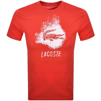 Lacoste Sport Crew Neck Graphic T Shirt Red