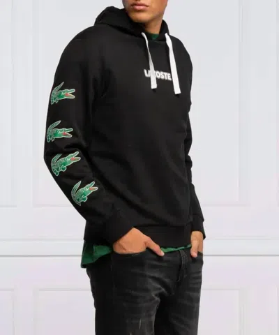 Lacoste Sport Crocodile Hoodie In Black