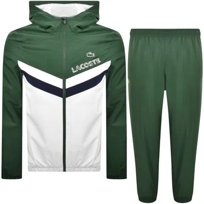 Lacoste Rip Stop Checked Sweatshirt And Joggers Set In Green