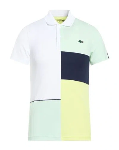 Lacoste Sport Man Polo Shirt Ivory Size 2 Polyester In White