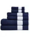 Lacoste Sport Stripe Cotton 6pc Luxury Towel Set