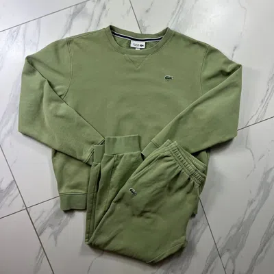 Pre-owned Lacoste Sport Tracksuit Jacket And Pants Lampas Size M In Green