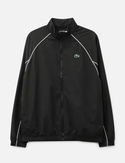 Lacoste Sport Water-repellent Trim Accent Track Jacket In Black