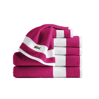Lacoste Sports Stripe 6-piece Towel Set, 100% Supima Cotton, Micro-fresh® Anti-microbial In Micro Chip
