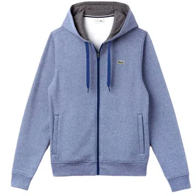 Lacoste Sports Tennis Fleece Zip-up Hoodie In Blue/grey Chine In Multi