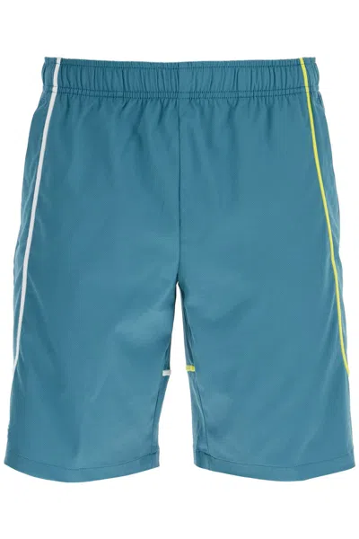 Lacoste Sporty Bermuda Shorts With Contrasting Stitching In Green