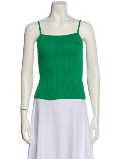 Pre-owned Lacoste Square Neckline Sleeveless Top In Green