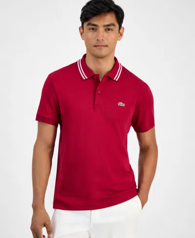 Lacoste Ss Reg Fit Polo W Se In Burgundy