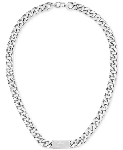 Lacoste Stainless Steel Backhand 21-1/2" Chain Necklace In Silver