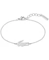 Lacoste Stainless Steel Crocodile Bracelet In Silver
