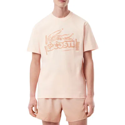 Lacoste Men's Printed Cotton Jersey T-shirt - S - 3 In Pink