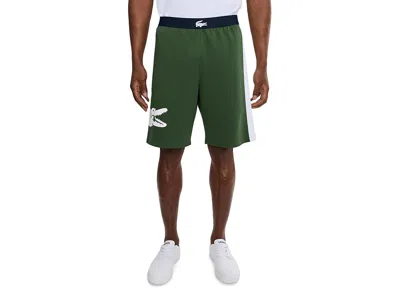 Lacoste Straight Cut Fleece Loungewear Shorts In Green