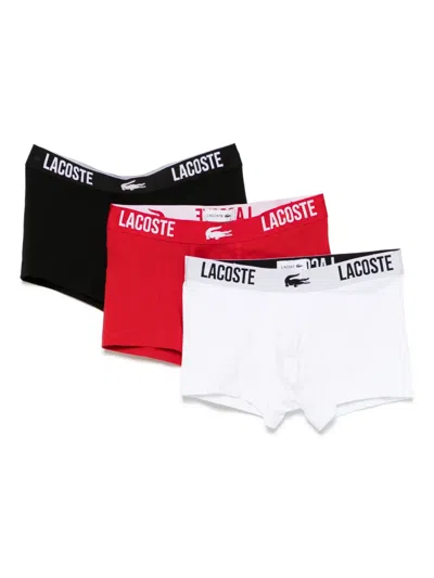 Lacoste Stretch Boxers (set Of 3) In Red