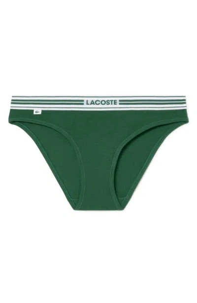 Lacoste Stretch Cotton Bikini Briefs In Green