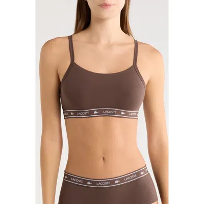 Lacoste Stretch Cotton Bralette In Brown
