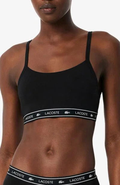 Lacoste Stretch Cotton Bralette In Black