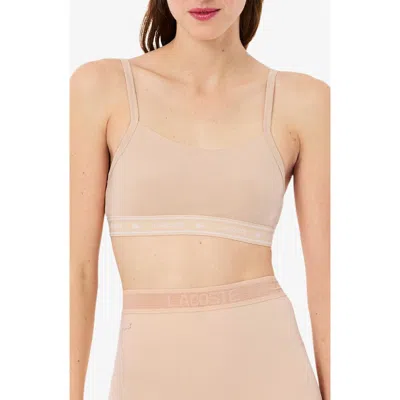 Lacoste Stretch Cotton Bralette In Neutral