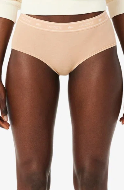 Lacoste Stretch Cotton Briefs In Brown