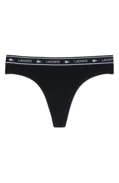 Lacoste Stretch Cotton Jersey Thong In Black