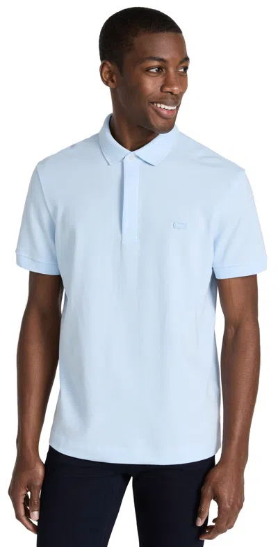 Lacoste Short Sleeve Ribbed Collar Shirt In Light Blue