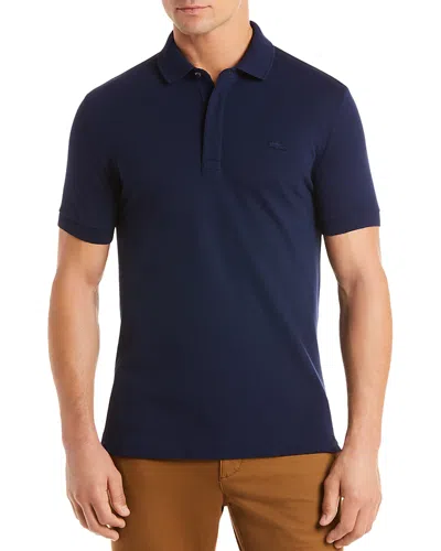 Lacoste Stretch Cotton Paris Regular Fit Polo Shirt In Navy Blue
