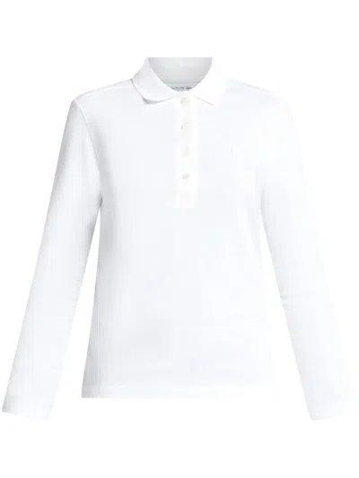 Lacoste Stretch Cotton Polo Top In White