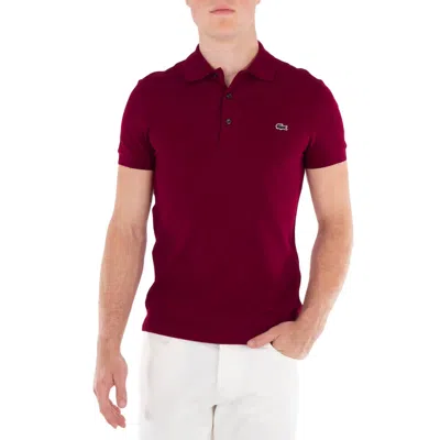 Lacoste Stretch Pique Short-sleeve Slim Fit Polo Shirt In Burgundy