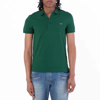 Lacoste Stretch Pique Short-sleeve Slim Fit Polo Shirt In Green