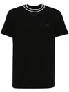 Lacoste Stretch Piqué Stripe Collar T-shirt In Black