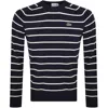 Lacoste Stripe Knit Jumper Navy In Navy