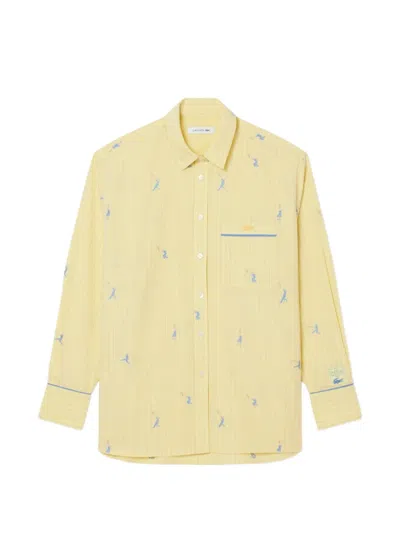 Lacoste Stripe Patch Long-sleeve Shirt In Yellow