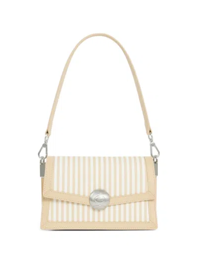 Lacoste Striped Appliqué Shoulder Bag In Neutral