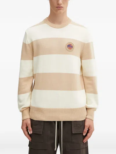 Lacoste Striped Badge Sweater In Multi