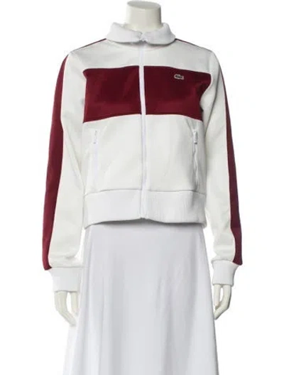 Pre-owned Lacoste Striped Biker Jacket In Red