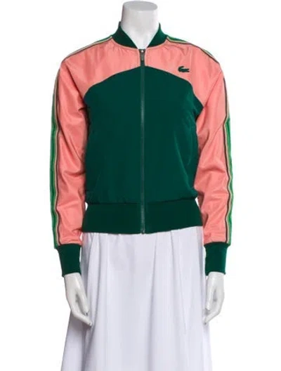 Pre-owned Lacoste Striped Bomber Jacket In Green