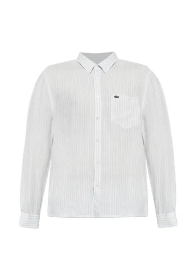 Lacoste Striped Button-down Shirt In Animal Print