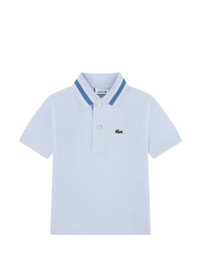 Lacoste Kids' Striped Collar Polo In Purple