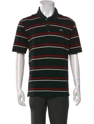 Pre-owned Lacoste Striped Collar Polo Shirt In Black