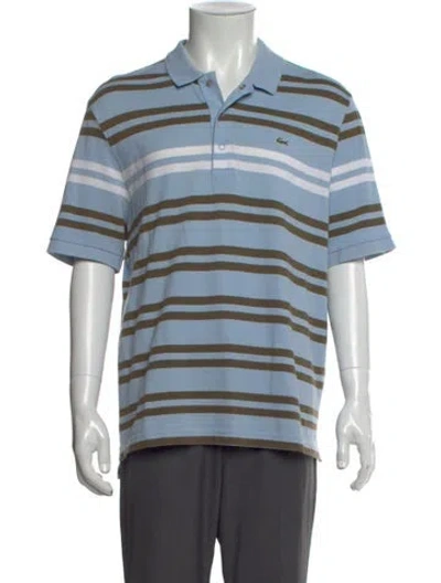 Pre-owned Lacoste Striped Collar Polo Shirt In Blue
