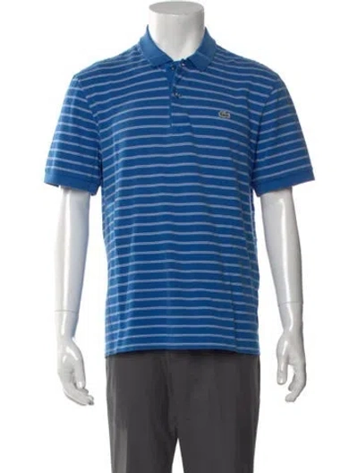 Pre-owned Lacoste Striped Collar Polo Shirt In Blue
