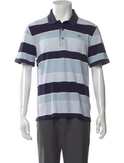Pre-owned Lacoste Striped Collar Polo Shirt In Blue