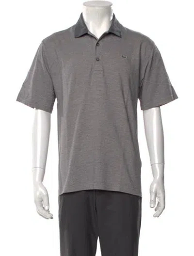 Pre-owned Lacoste Striped Collar Polo Shirt In Gray